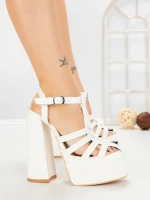Sandale Dama cu Toc Gros si Platforma TOT-138 WHITE | L.DAY