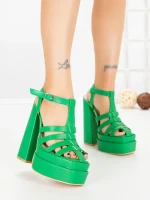 Sandale Dama cu Toc Gros si Platforma TOT-138 GREEN | L.DAY