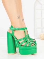 Sandale Dama cu Toc Gros si Platforma TOT-138 GREEN | L.DAY