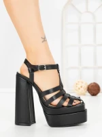 Sandale Dama cu Toc Gros si Platforma TOT-138 BLACK | L.DAY