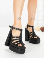 Sandale Dama cu Toc Gros si Platforma TOT-138 BLACK | L.DAY