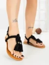 Sandale Dama cu Talpa Joasa WL650 BLACK | ABLOOM