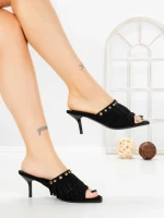 Papuci Dama cu Toc Subtire L6-95-1 BLACK | ABLOOM