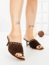 Papuci Dama cu Toc Subtire L6-95-4 BROWN | ABLOOM