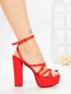 Sandale Dama cu Toc Gros si Platforma K697 RED | ABLOOM