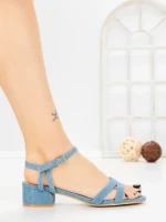 Sandale Dama cu Toc Gros LL-04 BLUE JEANS | FESTISIMO