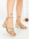 Sandale Dama cu Toc Gros Y328-54 GOLD | FESTISIMO