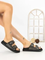 Papuci Dama cu Talpa Joasa 5LE106 BLACK-GUN | MEI