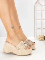 Papuci Dama cu Platforma 5LE33 BEIGE | MEI