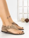 Sandale Dama cu Talpa Joasa 5LE58 KHAKI | MEI