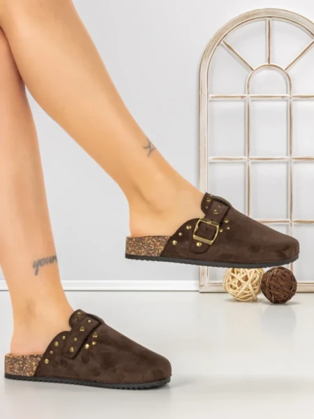Papuci Dama cu Talpa Joasa 5LE108 BROWN | MEI