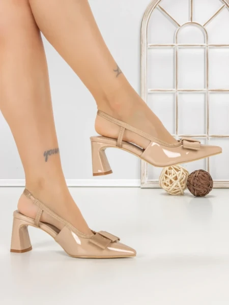 Pantofi cu Toc Gros 5LE61 NUDE | MEI