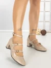 Pantofi cu Toc Gros H003 BEIGE | L.DAY