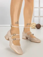 Pantofi cu Toc Gros TOT-159 BEIGE | L.DAY