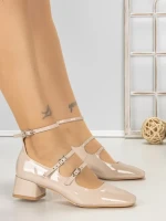 Pantofi cu Toc Gros TOT-159 BEIGE | L.DAY