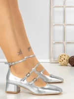 Pantofi cu Toc Gros TOT-159 SILVER | L.DAY