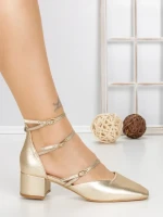 Pantofi cu Toc Gros S-3249 GOLD | BUONAROTTI