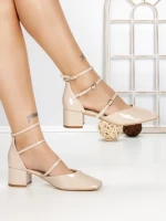 Pantofi cu Toc Gros S-3249 BEIGE | BUONAROTTI