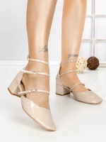Pantofi cu Toc Gros S-3249 BEIGE | BUONAROTTI