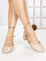 Pantofi cu Toc Gros S-3249 BEIGE | BUONAROTTI