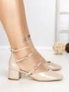 Pantofi cu Toc Gros S-3249 BEIGE | BUONAROTTI