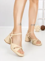 Sandale Dama cu Toc Gros S-5103 BEIGE | BUONAROTTI