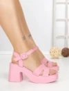 Sandale Dama cu Toc Gros A68339 PINK | BUONAROTTI