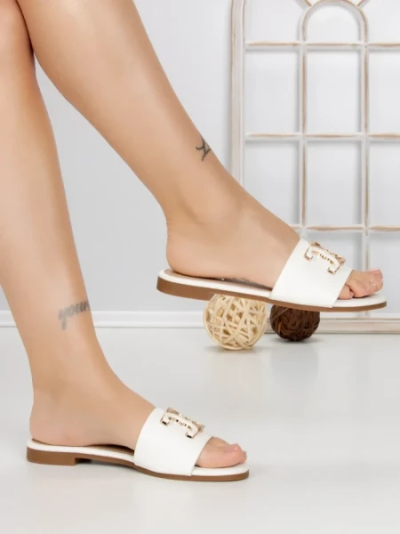 Papuci Dama cu Talpa Joasa 5174 WHITE | CM