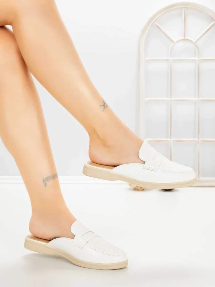 Papuci Dama cu Talpa Joasa 2301 WHITE | CM