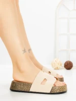 Papuci Dama cu Platforma 2023 BEIGE | GALLEVANI