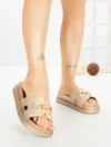 Papuci Dama cu Platforma FF-85 GOLD | EMAS