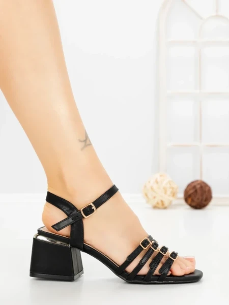 Sandale Dama cu Toc Gros AA-22 BLACK | EMAS