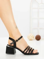 Sandale Dama cu Toc Gros AA-22 BLACK | EMAS