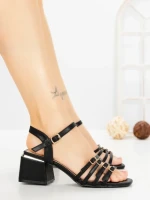Sandale Dama cu Toc Gros AA-22 BLACK | EMAS