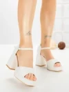 Sandale Dama cu Toc Gros DD-200 WHITE | EMAS