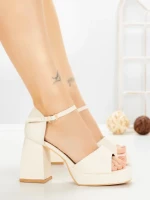 Sandale Dama cu Toc Gros DD-200 BEIGE | EMAS