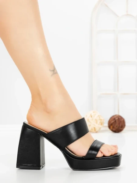 Papuci Dama cu Toc DD-202 BLACK | EMAS