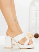 Papuci Dama cu Toc DD-202 WHITE | EMAS