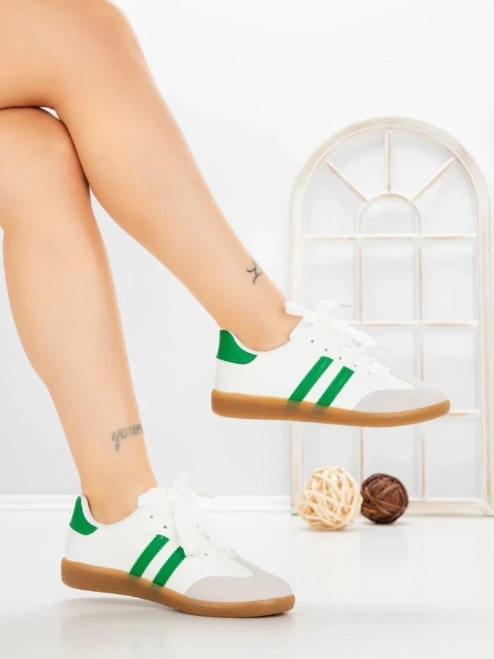 Pantofi Sport Dama LA-79 WHITE-GREEN | ANDERINA