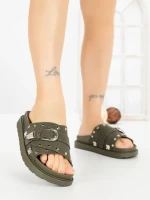 Papuci Dama cu Talpa Joasa JM376 GREEN | ANNALISE