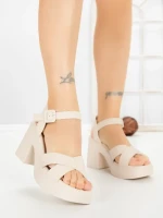 Sandale Dama cu Toc Gros si Platforma A68350 BEIGE | ANDERINA