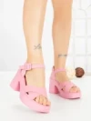 Sandale Dama cu Toc Gros si Platforma A68350 PINK | ANDERINA