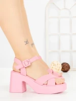 Sandale Dama cu Toc Gros si Platforma A68350 PINK | ANDERINA