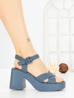 Sandale Dama cu Toc Gros si Platforma A68350 BLUE | ANDERINA