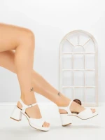 Sandale Dama cu Toc Gros JM168F BLANCO | ANNALISE