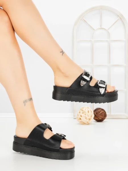 Papuci Dama cu Talpa Joasa 98-150 BLACK | VIVIRICH