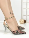 Pantofi cu Toc Gros 588-138 BLACK-RED | CHERIE