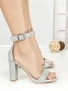 Sandale Dama cu Toc Gros 168-5B SILVER | CHERIE