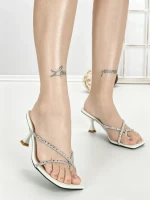 Papuci Dama cu Toc Subtire 588-213 GREEN | CHERIE
