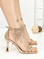 Sandale Dama cu Toc Subtire J-205 CHAMPAGNE | CHERIE